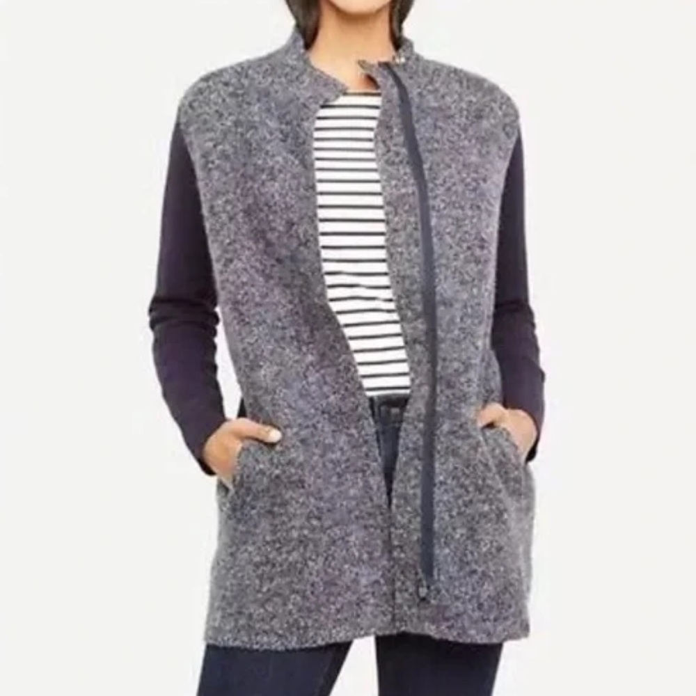 Ann Taylor Boiled Wool Zip Front Coatigan